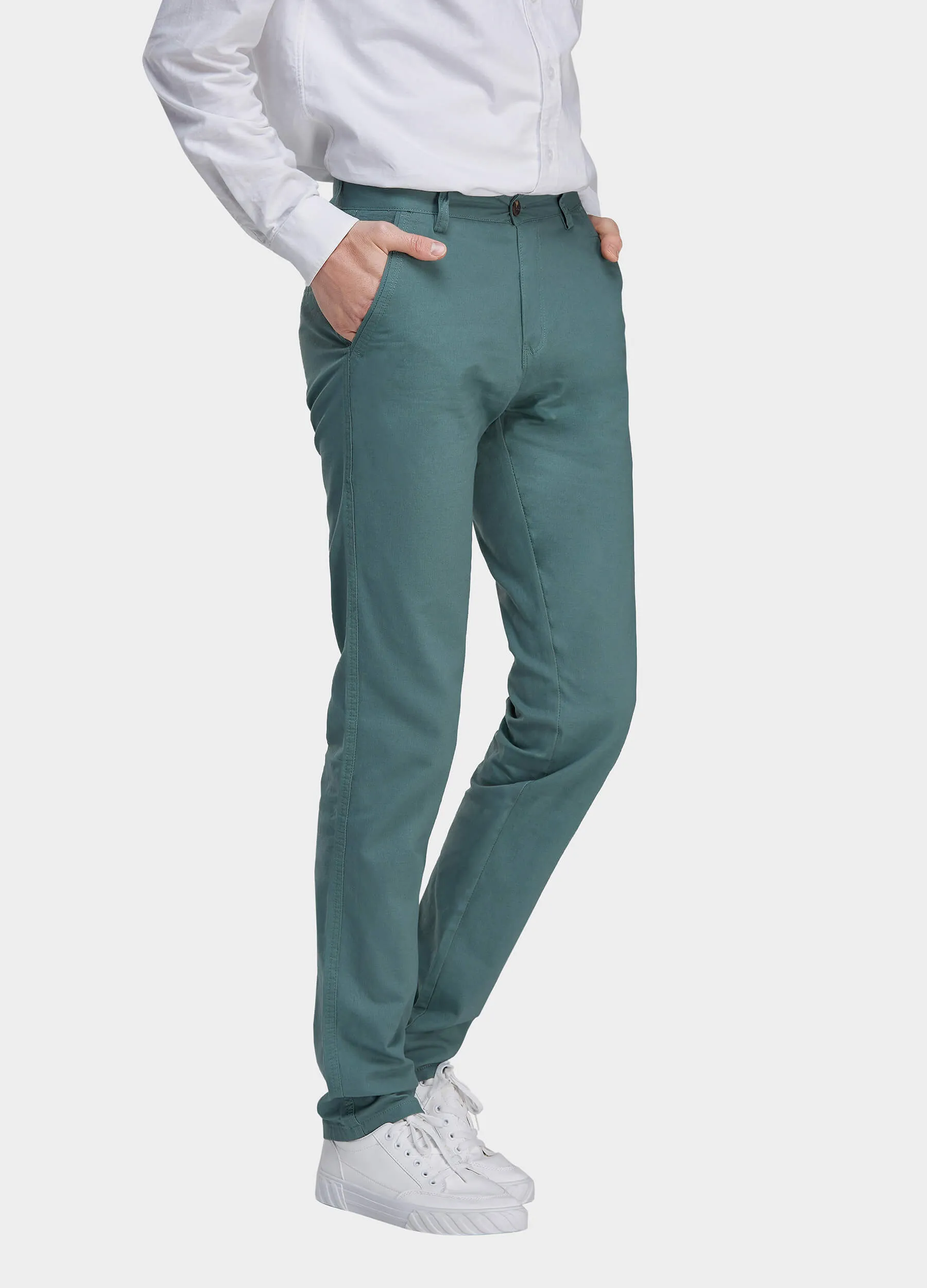 1PA1 Men's 100% Cotton Chino Straight Leg Zip Fly Slant Pocket Casual Trousers (Clearance)