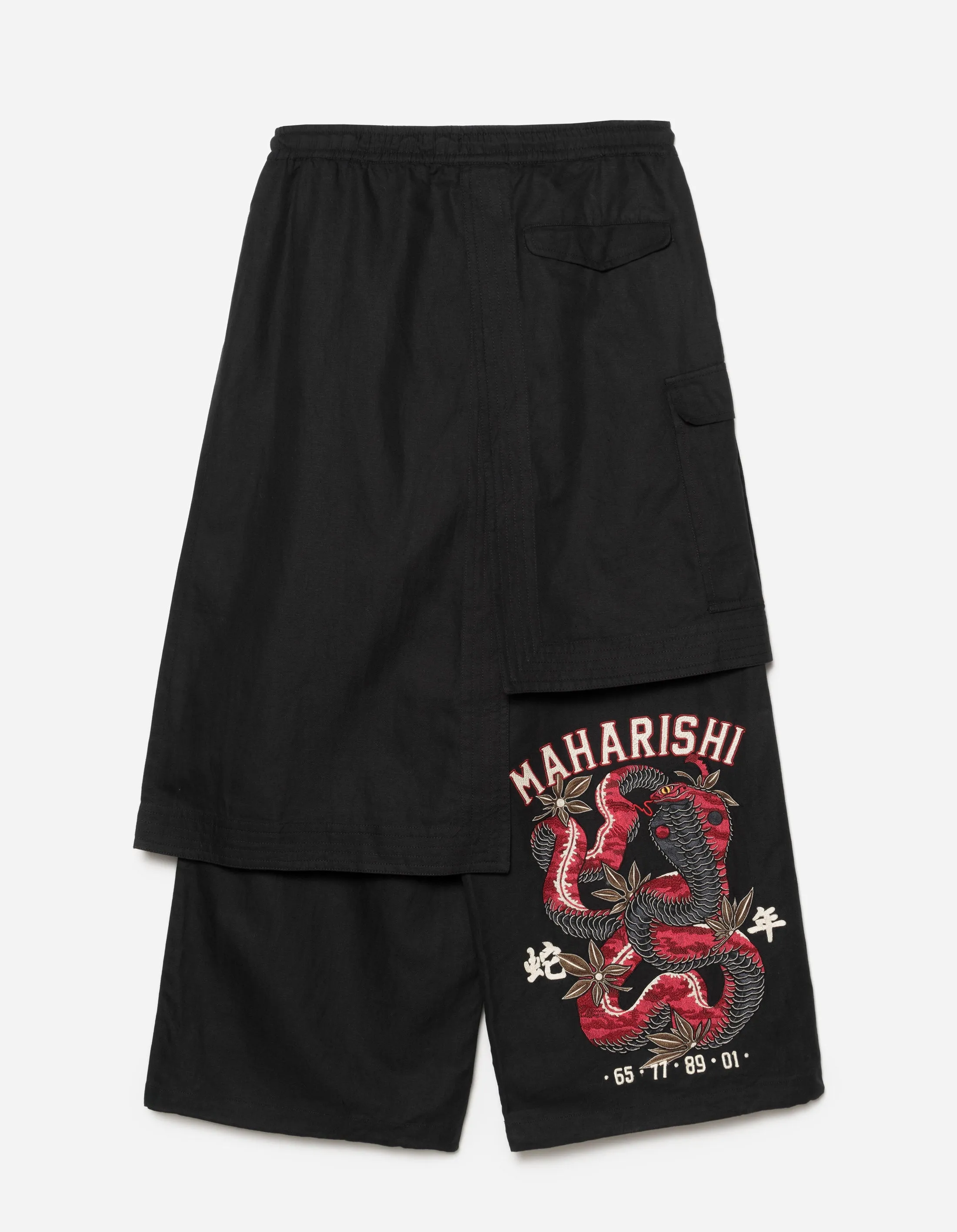 6008 Cobra Asym Cargo Hakama Pants Black