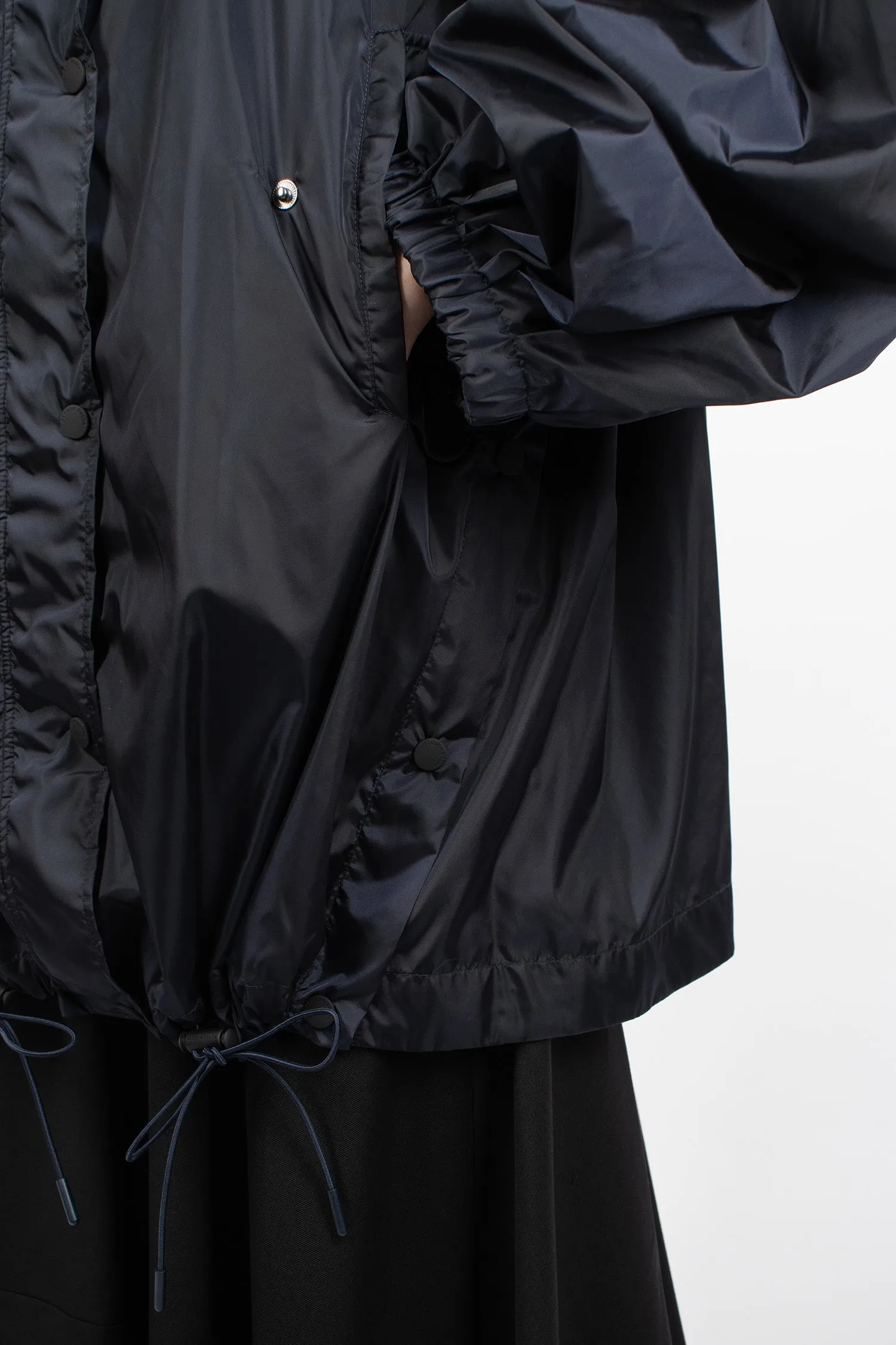 Button Placket Trapeze Parka Navy