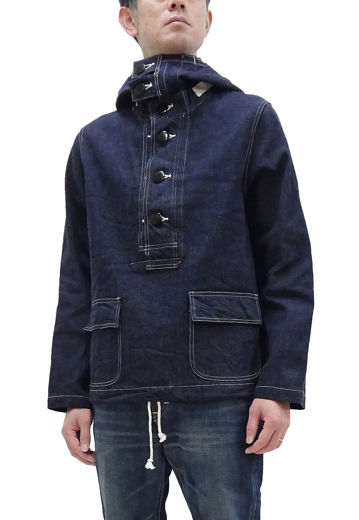 Buzz Rickson Pullover Denm Parka Men's Reproduction of US Navy Anti-Gas Protective Gunner Smock Jacket BR11703