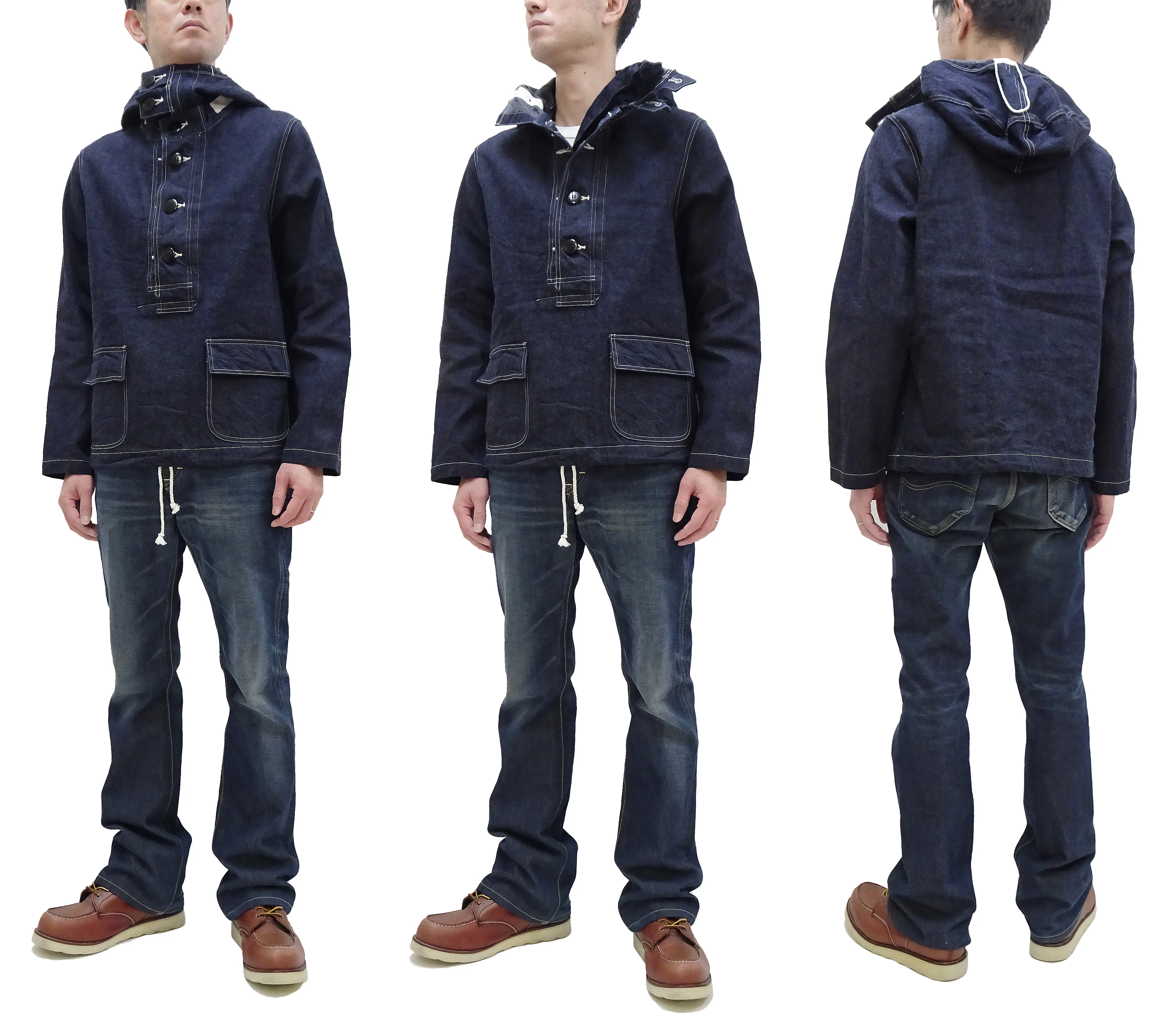 Buzz Rickson Pullover Denm Parka Men's Reproduction of US Navy Anti-Gas Protective Gunner Smock Jacket BR11703