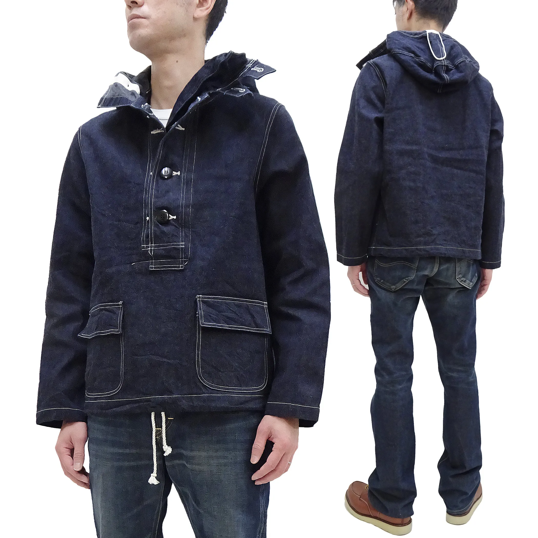 Buzz Rickson Pullover Denm Parka Men's Reproduction of US Navy Anti-Gas Protective Gunner Smock Jacket BR11703