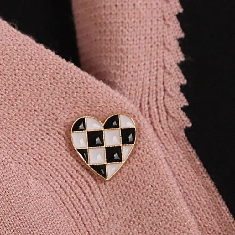 Chic Colorblock Heart Argyle Pattern Knit Cardigan Sweater