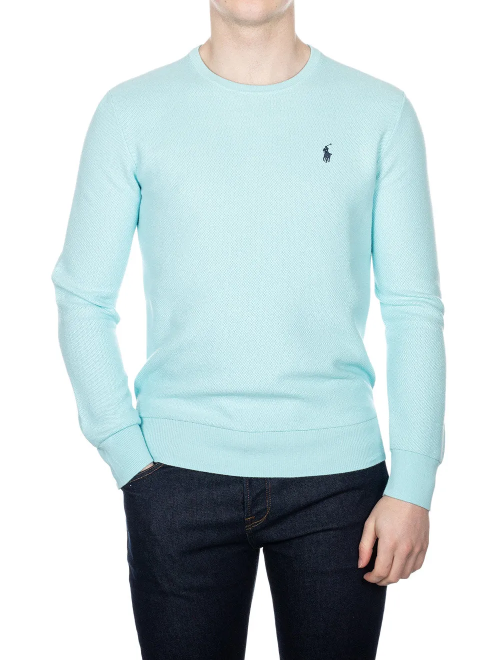 Cotton Crewneck Jumper Soft Aqua