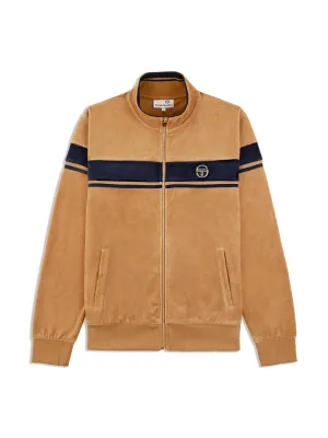 Damarindo Velour Track Jacket- Almond/ Maritime Blue