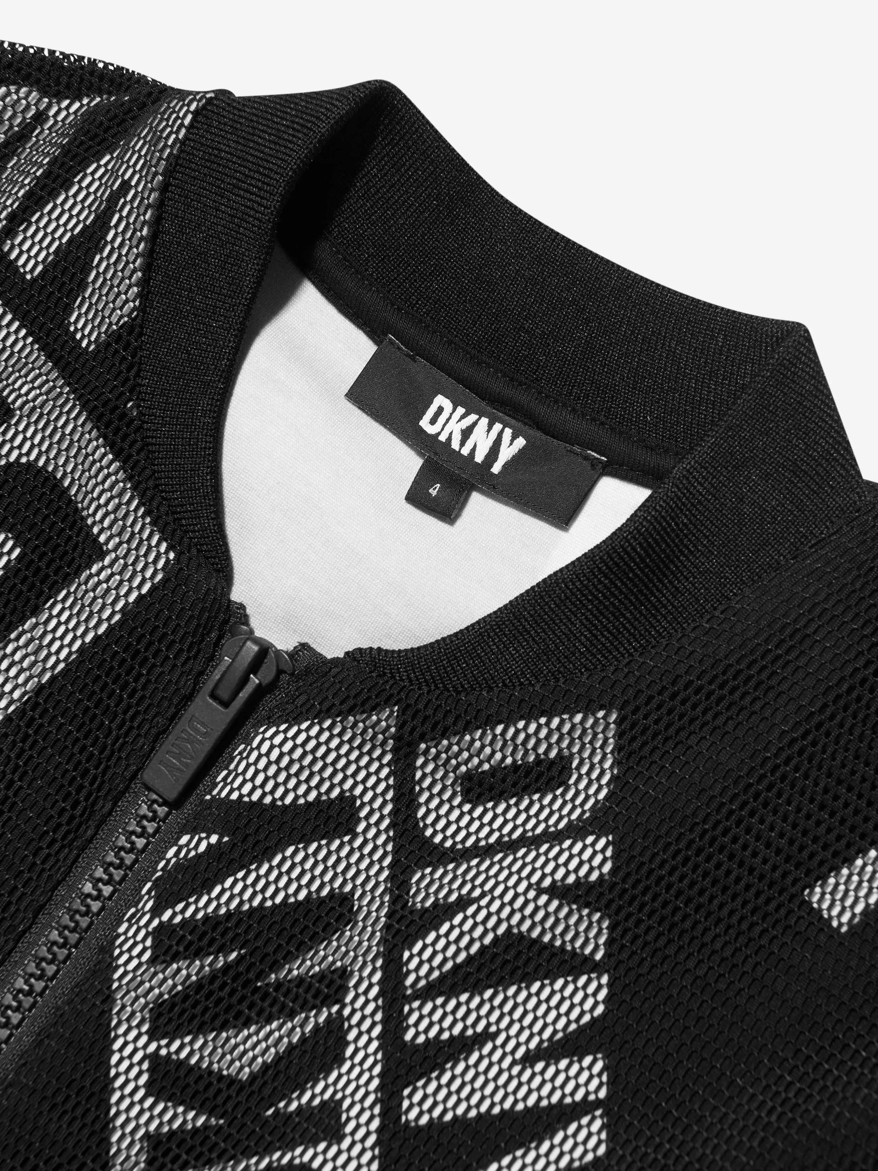 DKNY Girls Milano Zip Up Cardigan in Black