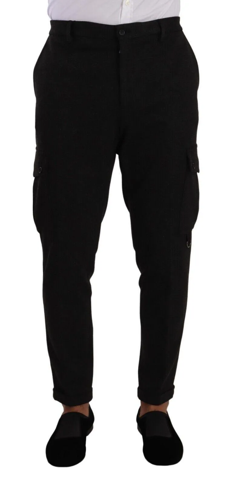 Dolce & Gabbana Black Viscose Cargo Skinny Men Trouser Pants