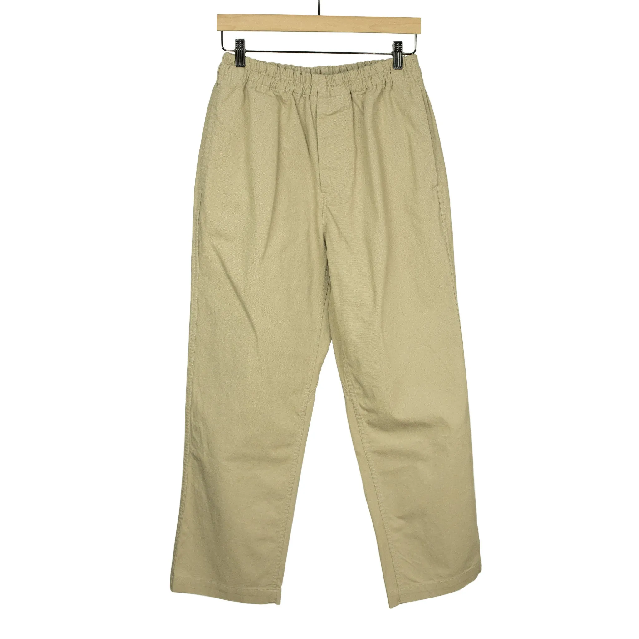 Drawstring easy pants in khaki cotton