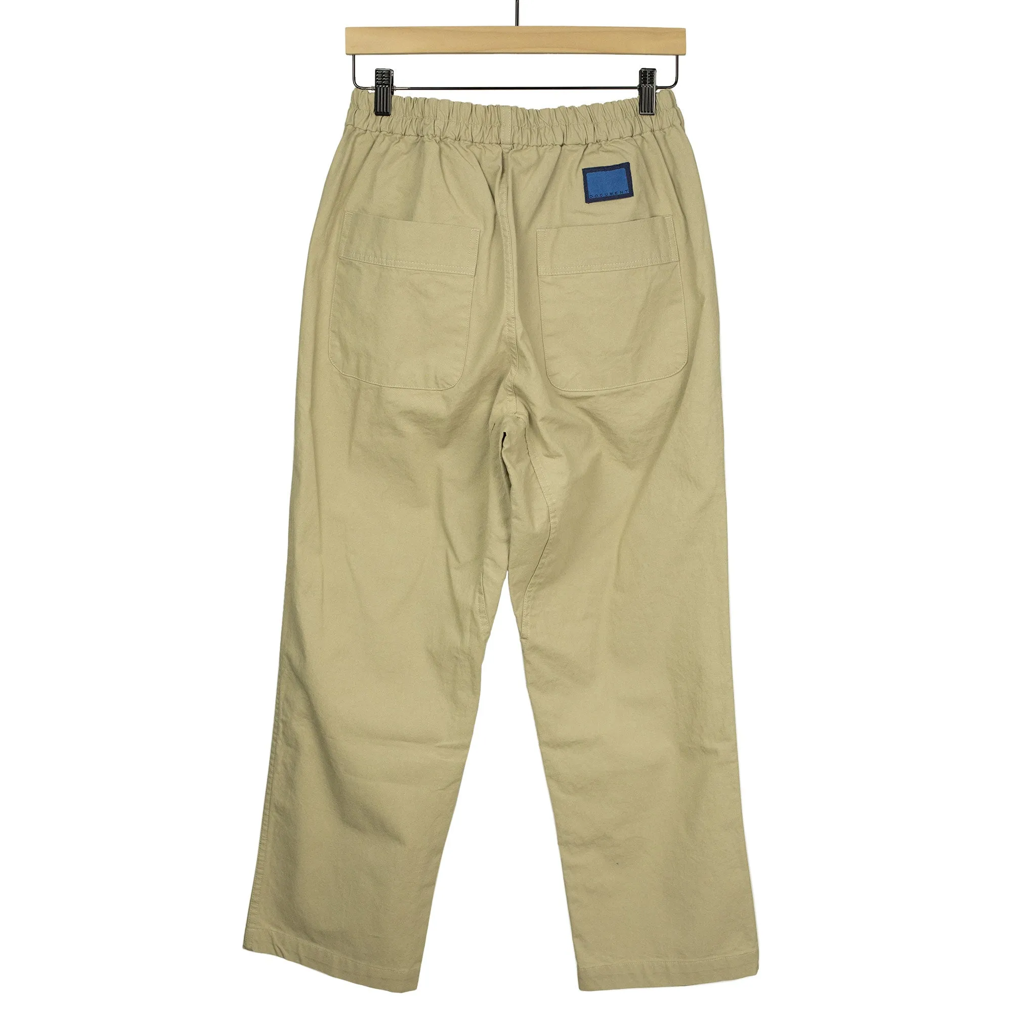 Drawstring easy pants in khaki cotton