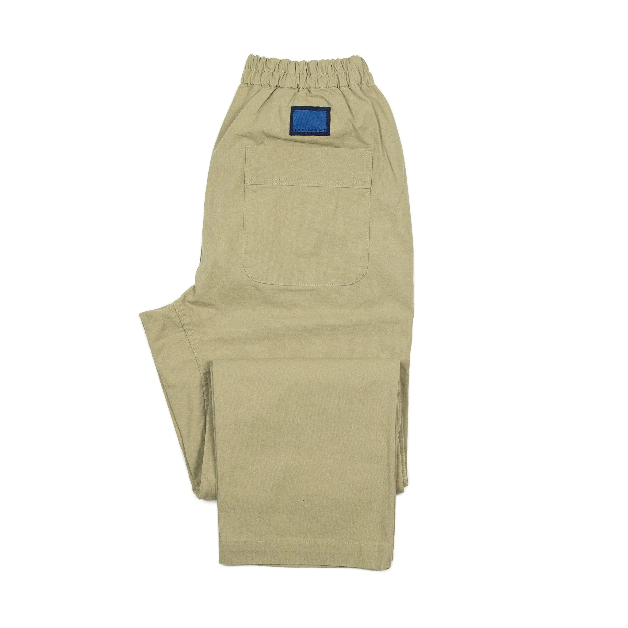 Drawstring easy pants in khaki cotton