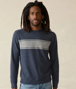 Faherty Legend Stripe Sweater Crew Navy