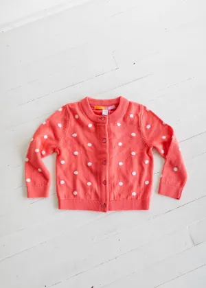 Girls Evelyn Cardigan- Pink Polka Dot