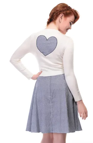 Jes Navy Gingham Cardigan Heart