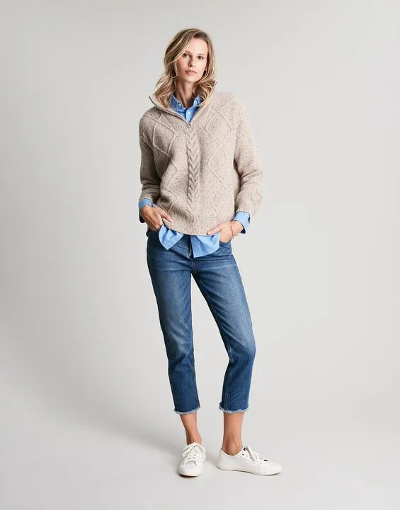 Joules Esme Cable Knit Quarter Zip Jumper