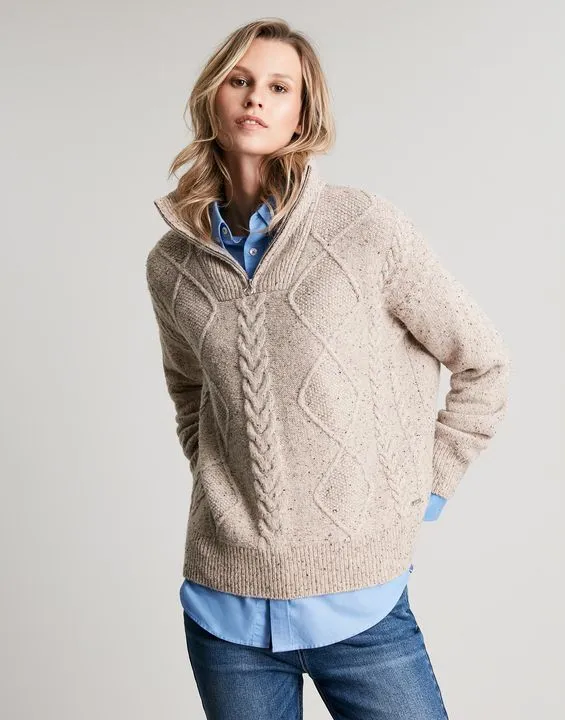 Joules Esme Cable Knit Quarter Zip Jumper