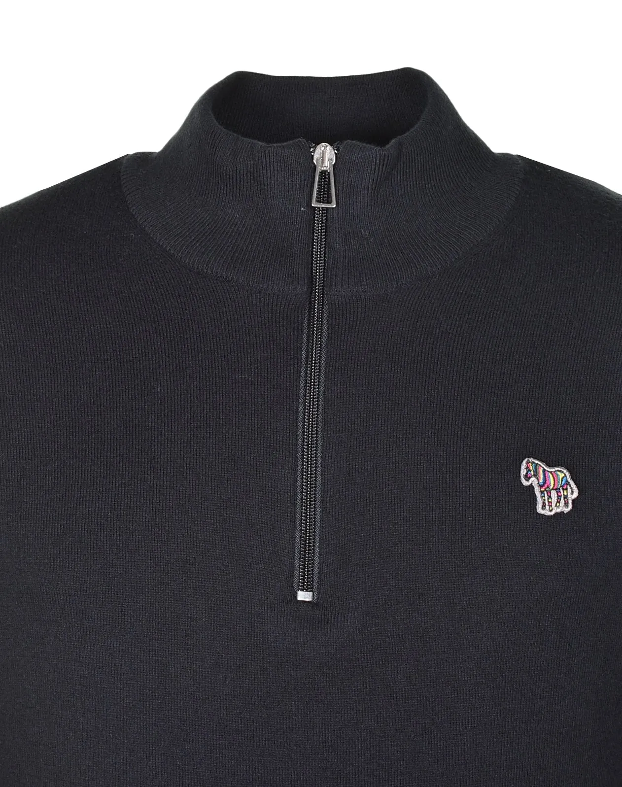 Knitted Zebra Quarter Zip Black