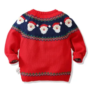 Little Surprise Box Kids Red & Navy HOHO Cardigan Sweater Round Neck