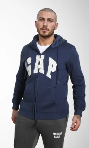 Men Zip-Up Hoodie (Dark Blue)