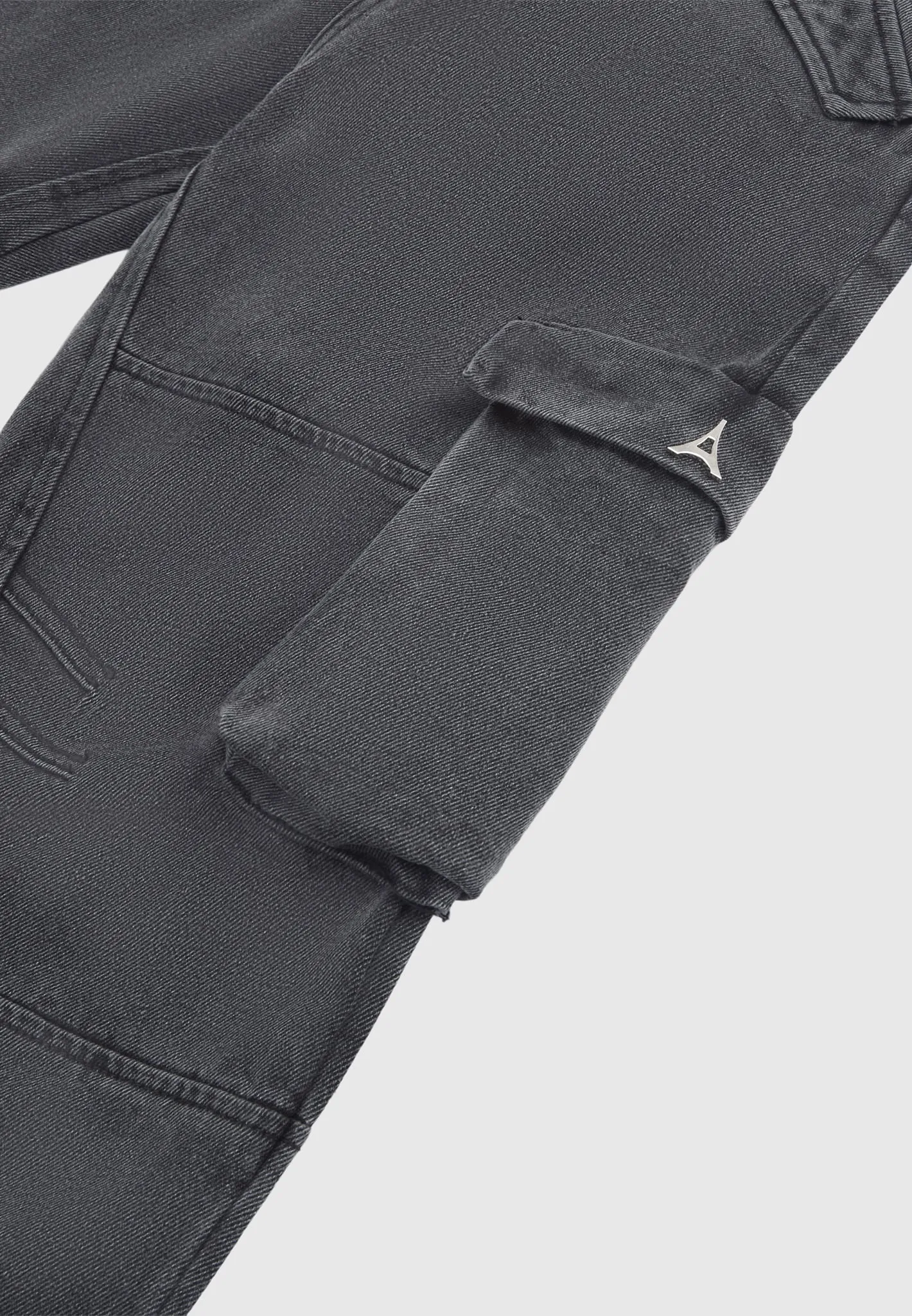 Mid Rise Cargo Pants - Washed Grey