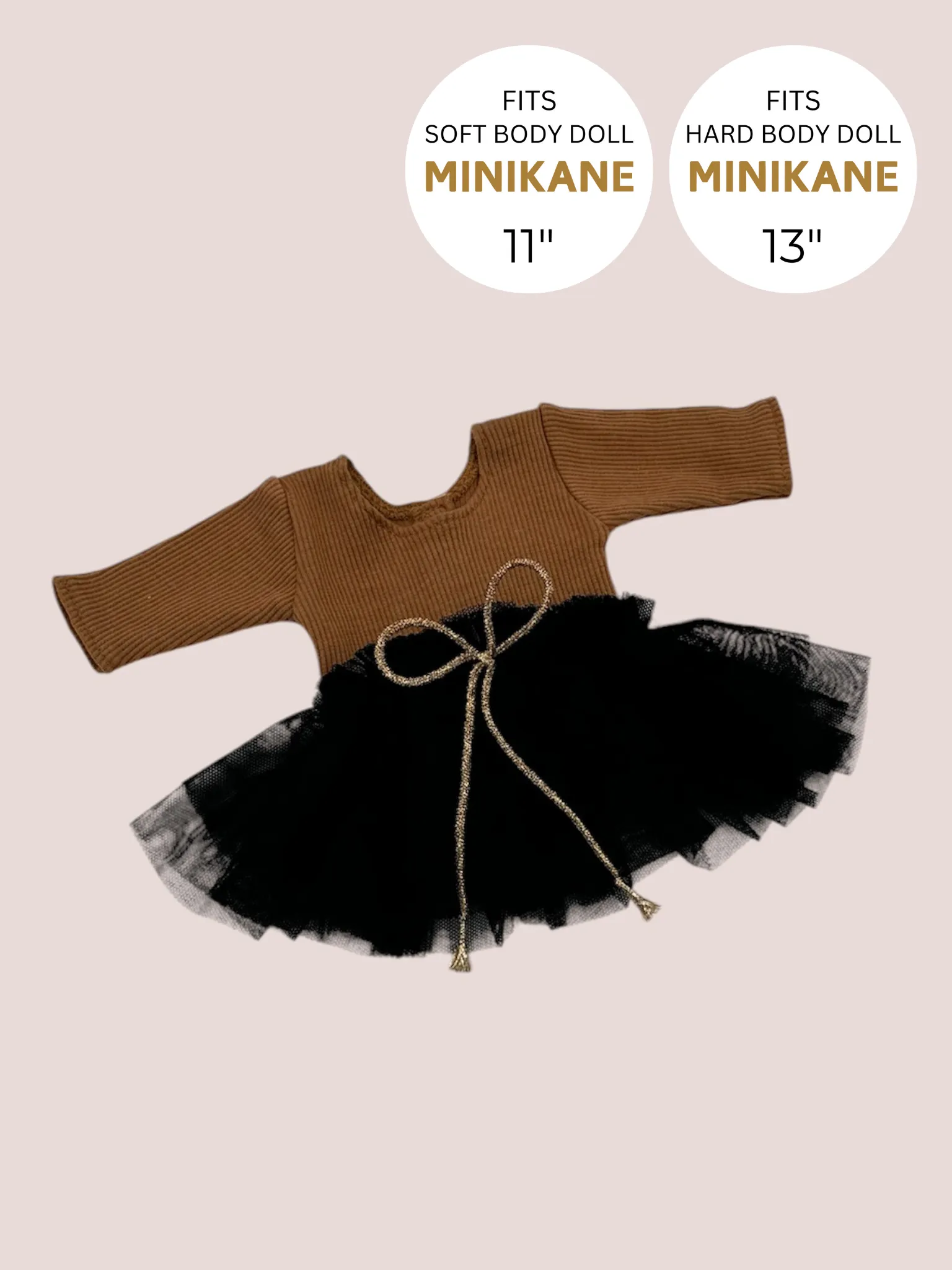 Minikane Doll Clothes | Doll Tutu Bodysuit - Espresso Noir