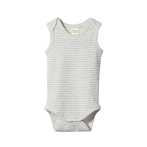 Nature Baby Singlet Bodysuit - Grey Marl Stripe