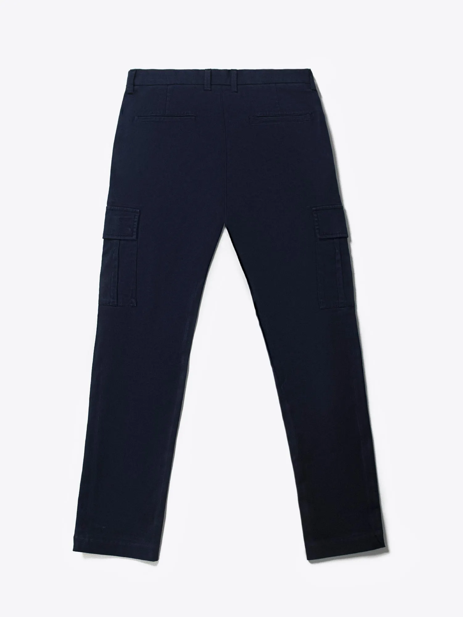 Navy Cargo Pockets Slim Fit Chino Pants