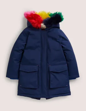 Navy Rainbow Hooded Waterproof Parka-College Navy