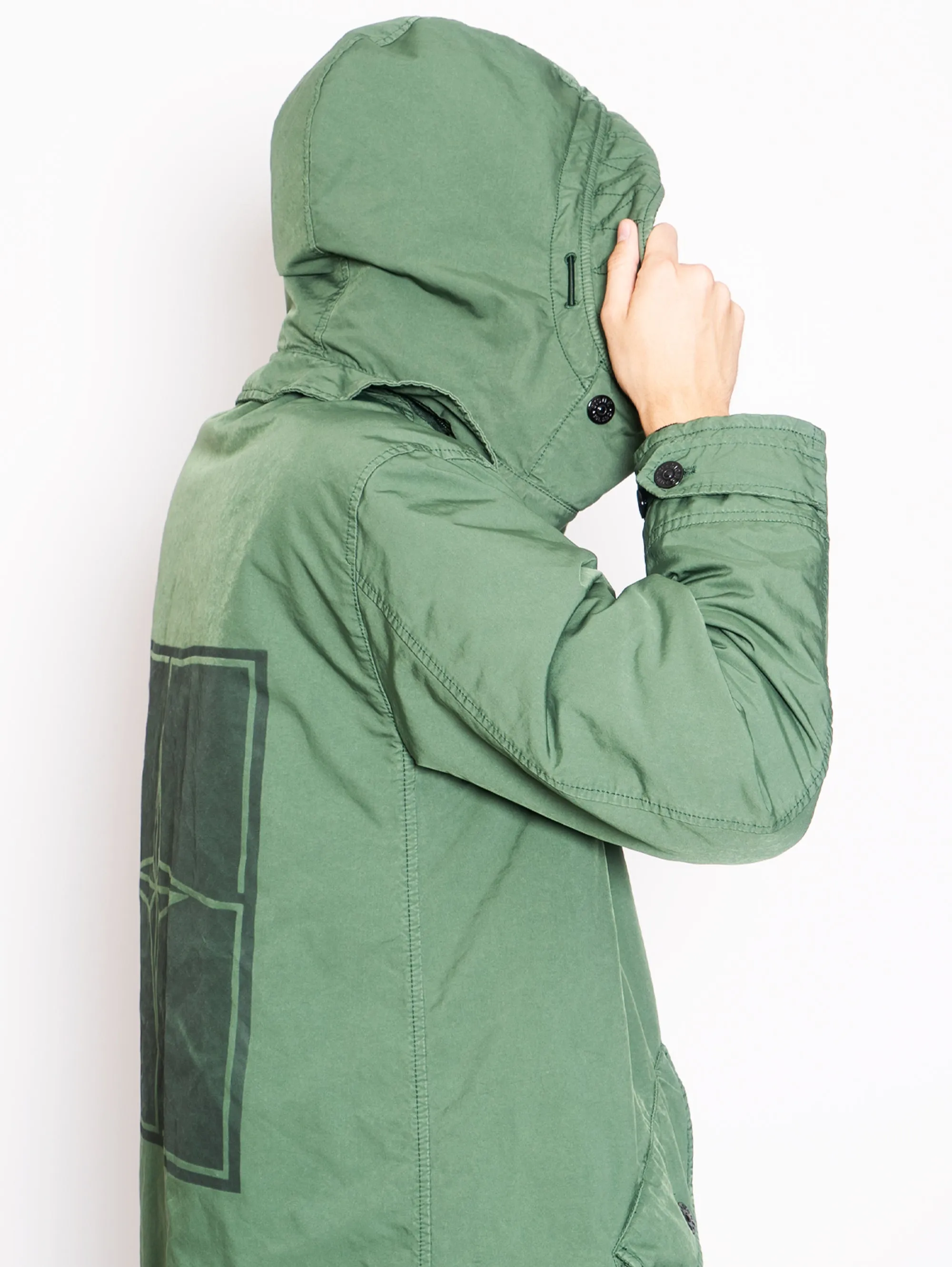 Parka Lungo con Cappuccio Verde