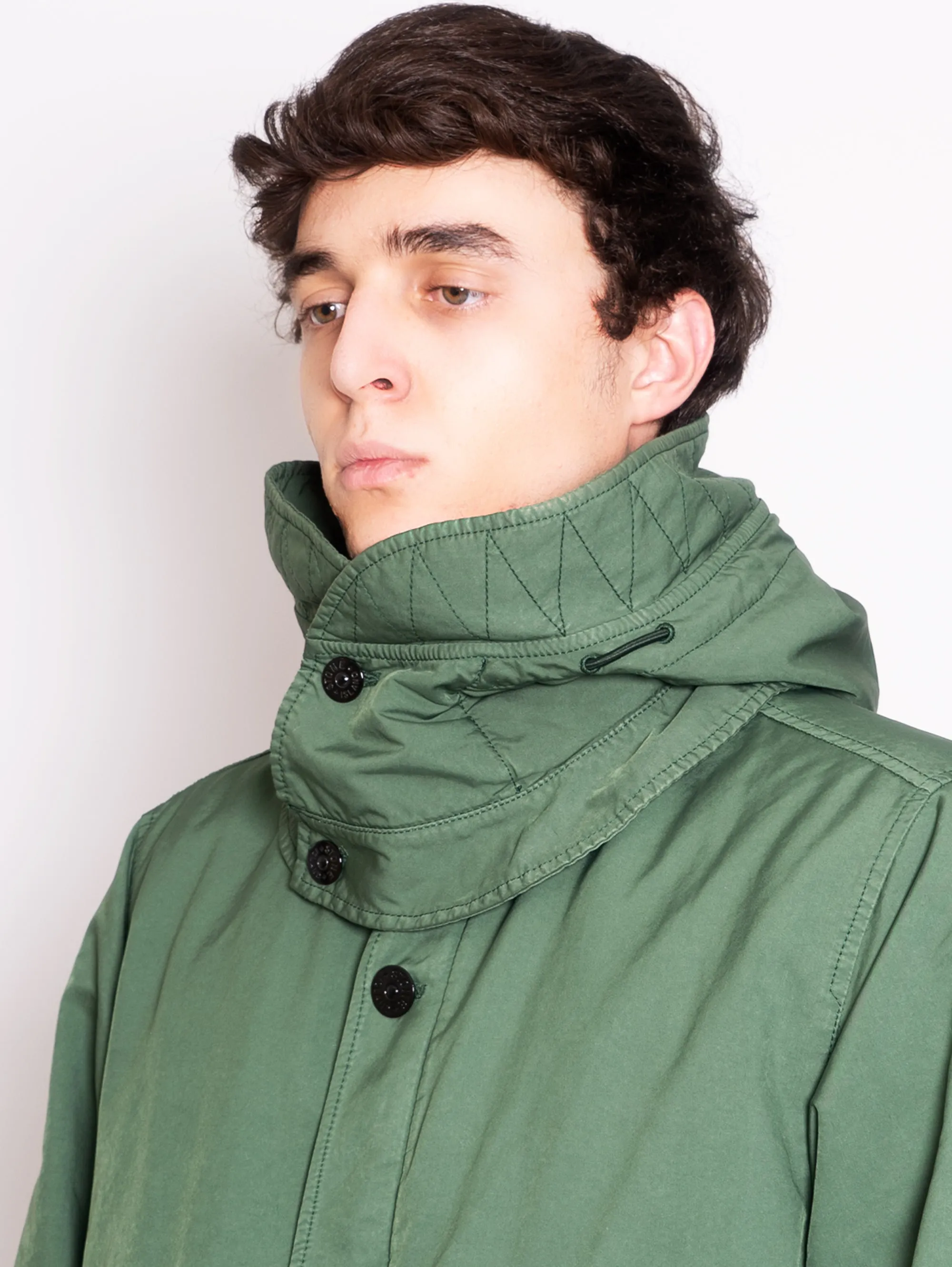 Parka Lungo con Cappuccio Verde