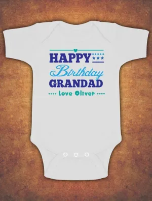 Personalised Happy Grandad Birthday Baby Kids Present Grow Body Suit Vest Boy