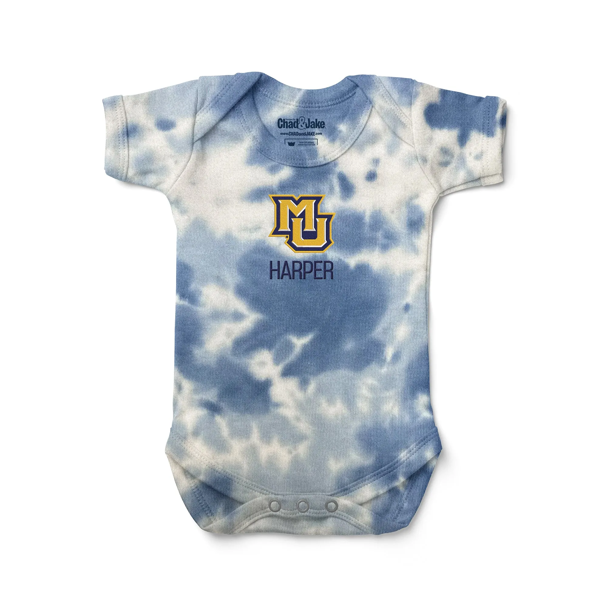 Personalized Marquette Golden Eagles Tie Dye Bodysuit