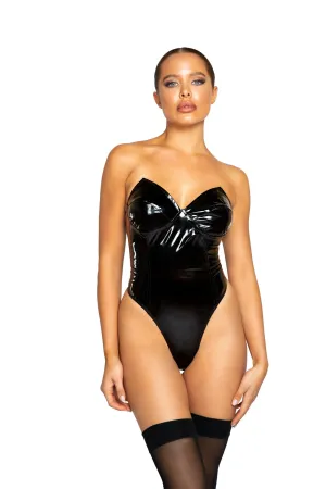 Roma Costume High Cut Vinyl Bodysuit Black