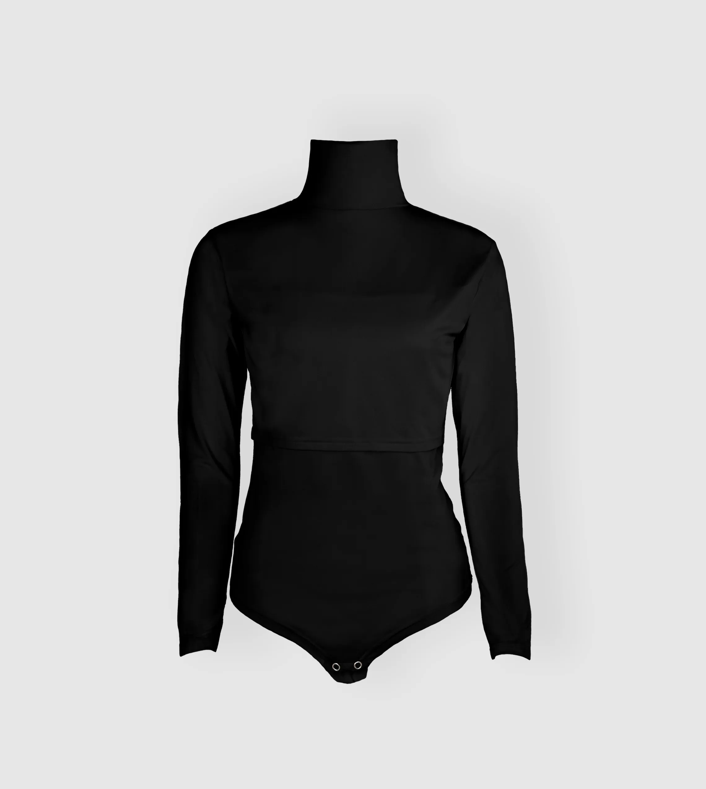 RUUQ Bodysuit for Nursing Long Sleeve with Mock Neck - Black