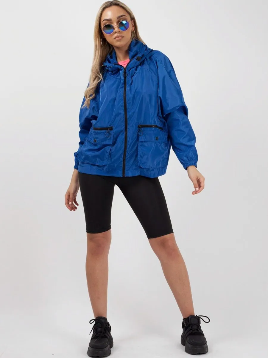 Scarlet Hooded Rain Parka Festival Jacket Deep Blue