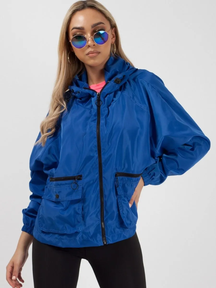 Scarlet Hooded Rain Parka Festival Jacket Deep Blue