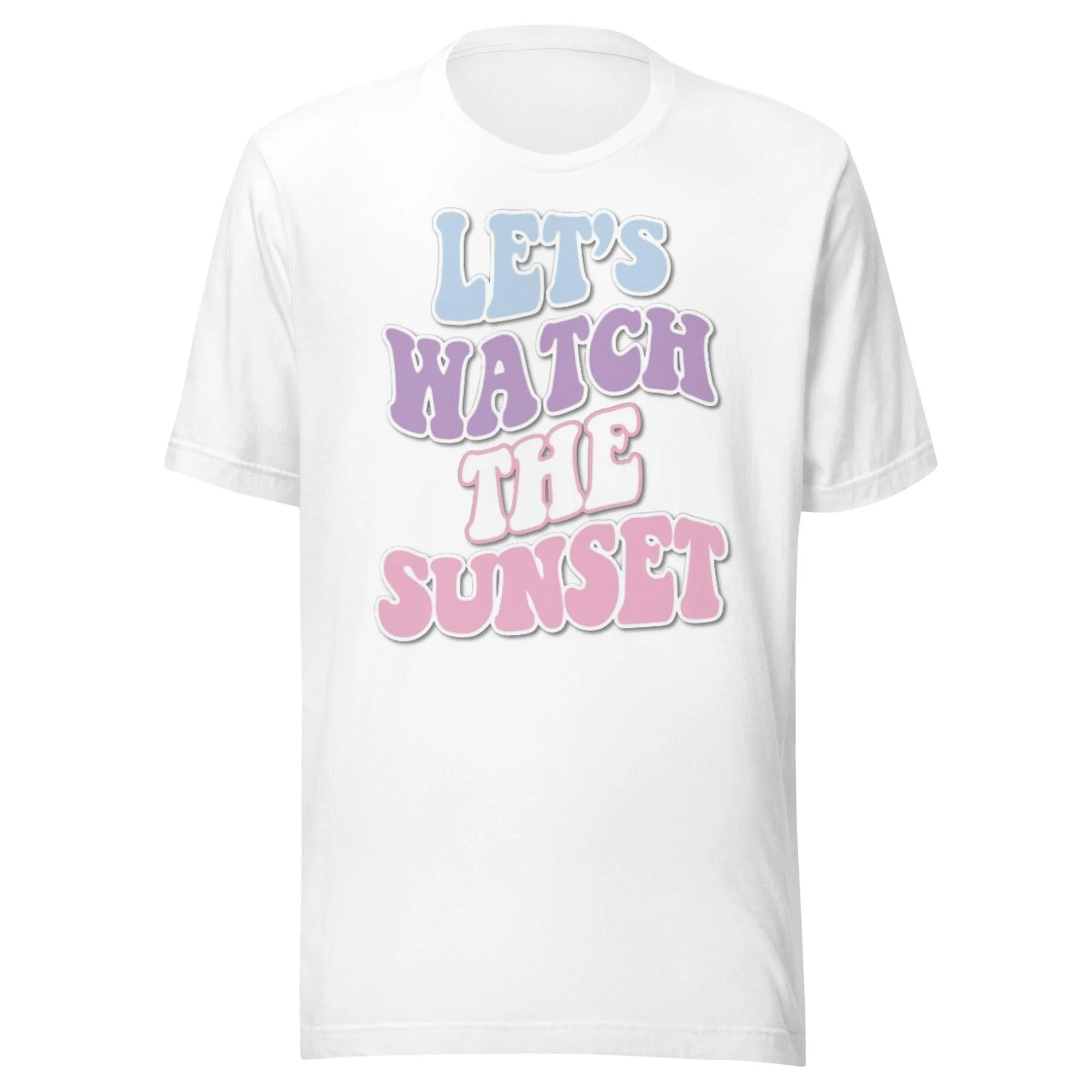 Seasonal Tshirt Lets Watch The Sunset Short Sleeve 100% Cotton Crew Neck Top