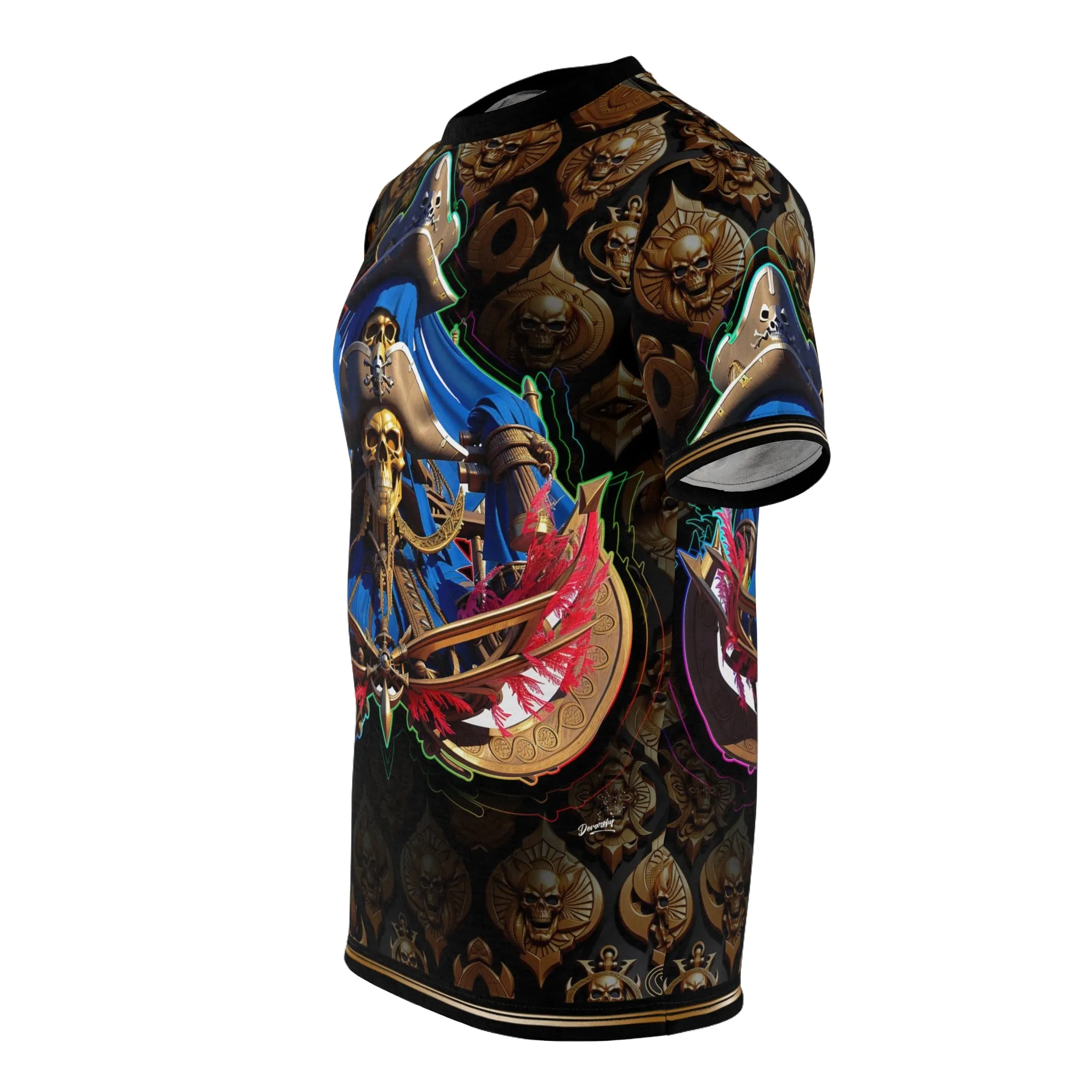 Skull Sailor Unisex T-Shirt All over Print Tee Pirate Captain Skull Unisex T-Shirt | D20198