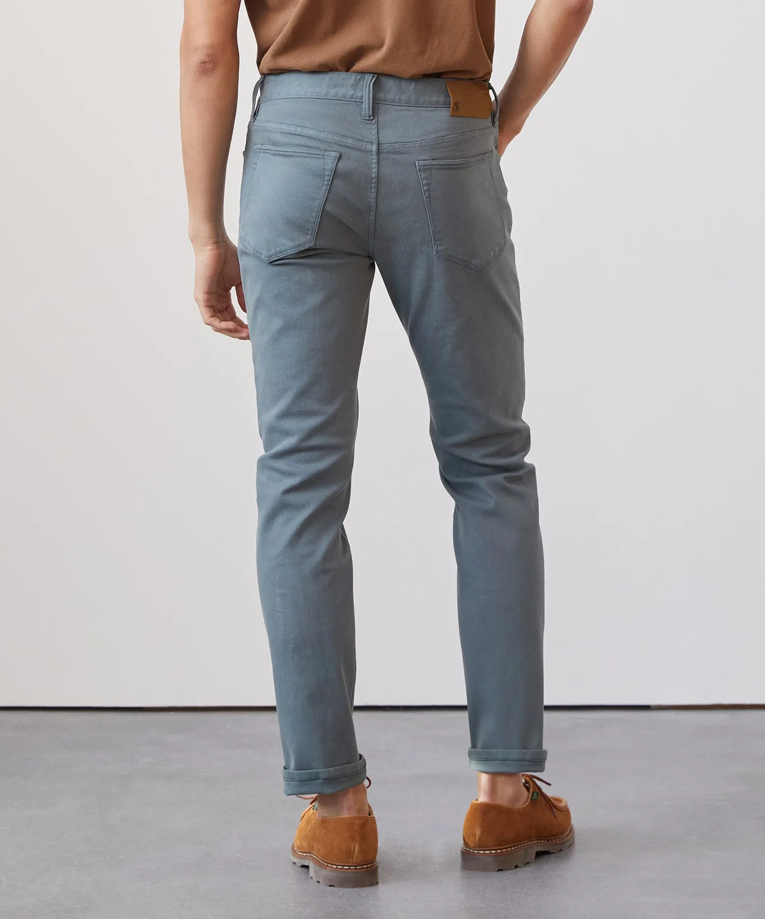 Slim Fit 5-Pocket Chino in Green Pewter