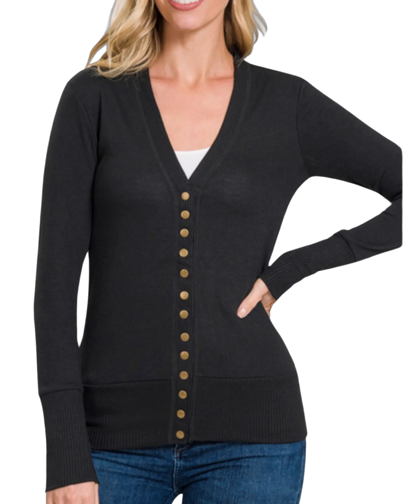 Snappy Dresser Knit Cardigan Sweater in Black