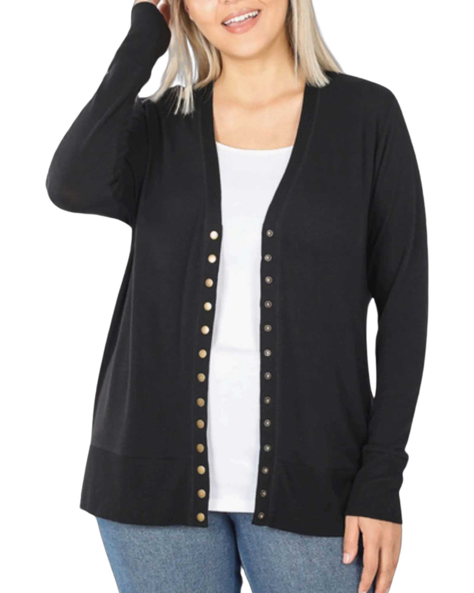 Snappy Dresser Knit Cardigan Sweater in Black