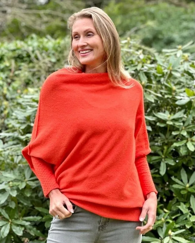 Soft Knit Asymmetric Jumper - Dark Orange