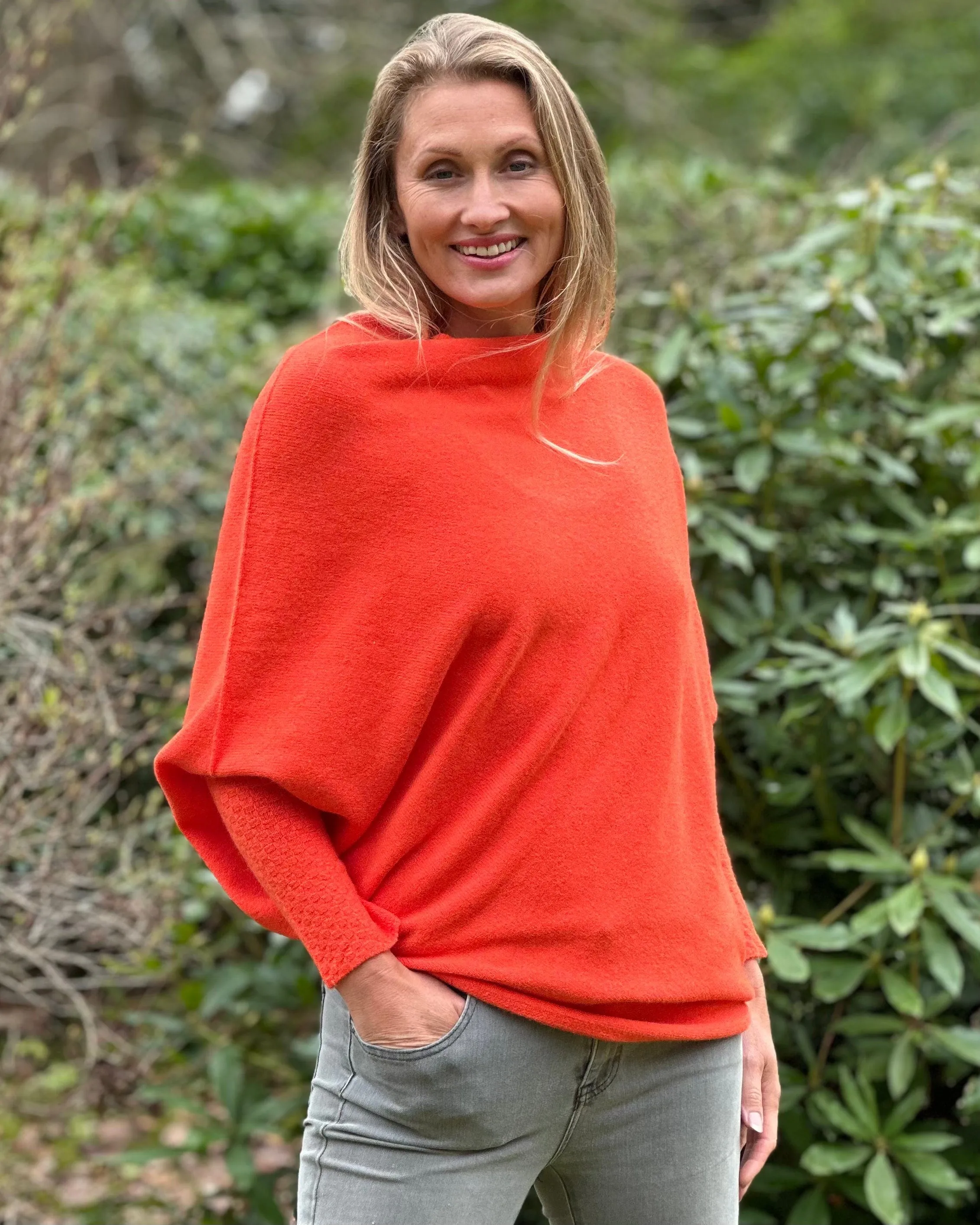 Soft Knit Asymmetric Jumper - Dark Orange