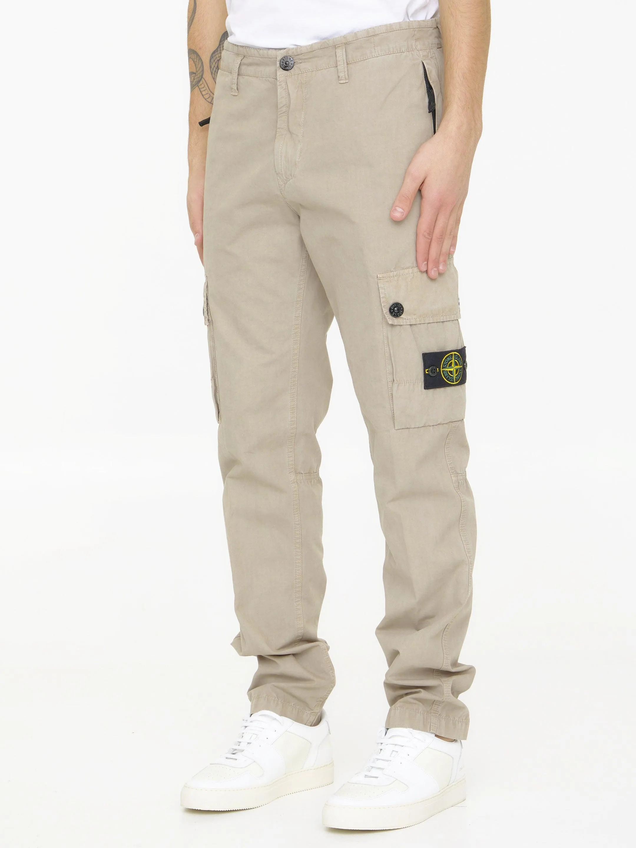 Stone Island Cargo Pants In Beige