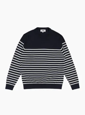 Suedehead Crewneck Knit Navy & Ecru