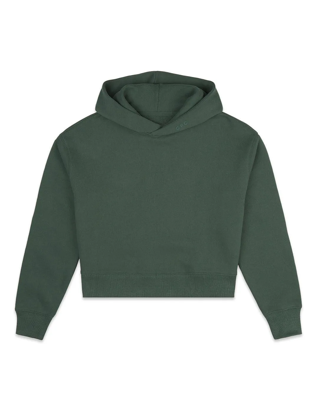 The Womens Pullover Crop Hoodie in Earth Green